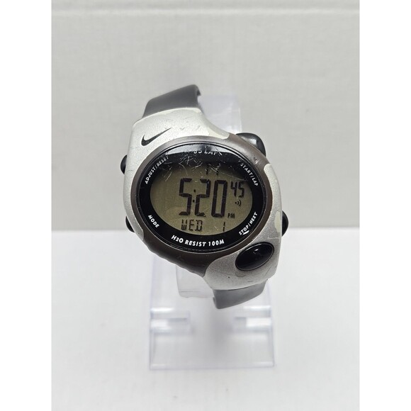 Nike Triax 35Lap Digital Chrono Watch WG48 4000 100M New Battery Black Band Mens - Picture 1 of 11